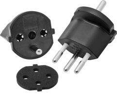 adaptateur fixe type 12 / Schuko CEE 7/7 avec joint noir