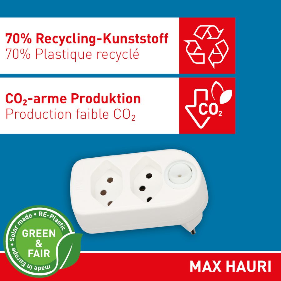 multi adaptateur ADAPT 2x type 13 blanc rotatif inter. Green+Fair