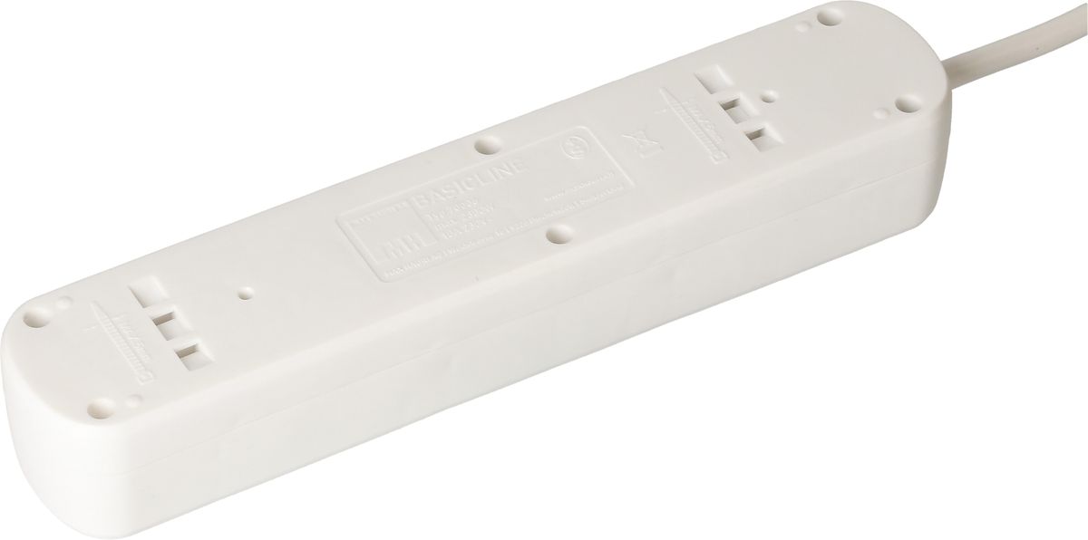 Steckdosenleiste Basic Line 6x Typ 13 weiss Schalter 1.5m