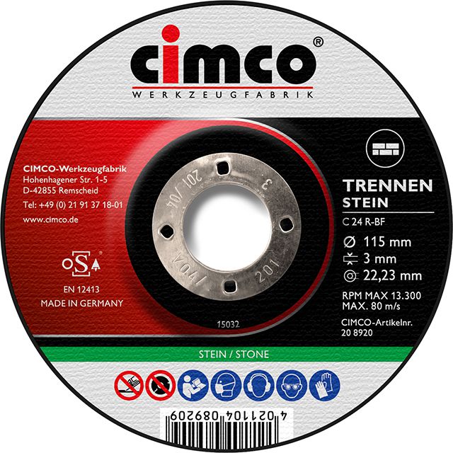 Disque à tronçonner au corindon Pierre diamètre 125