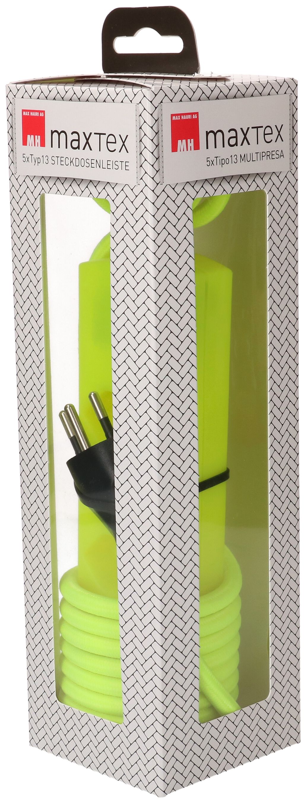 multiprise TEX 5x type 13 jaune fluorescent 2m