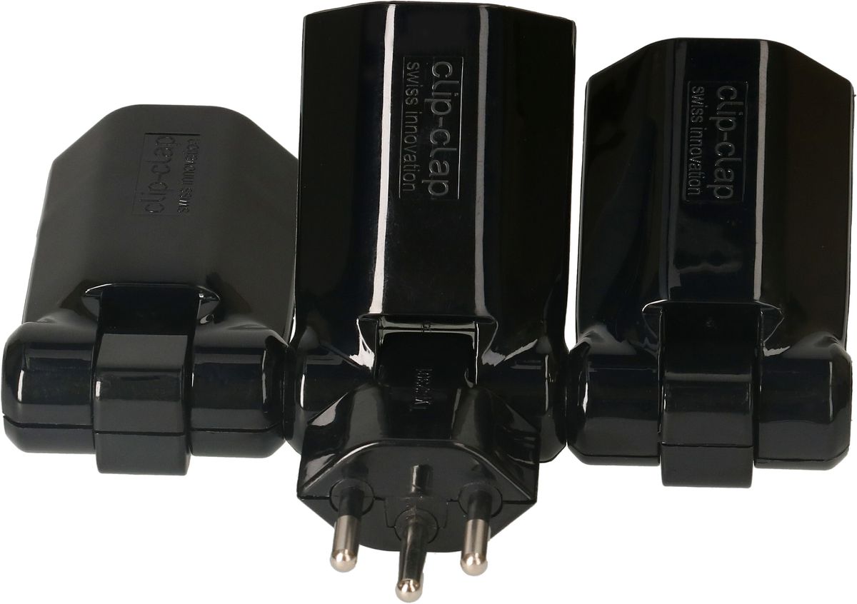 multi adaptateur clip-clap 3x type 13 3 pôles noir BS