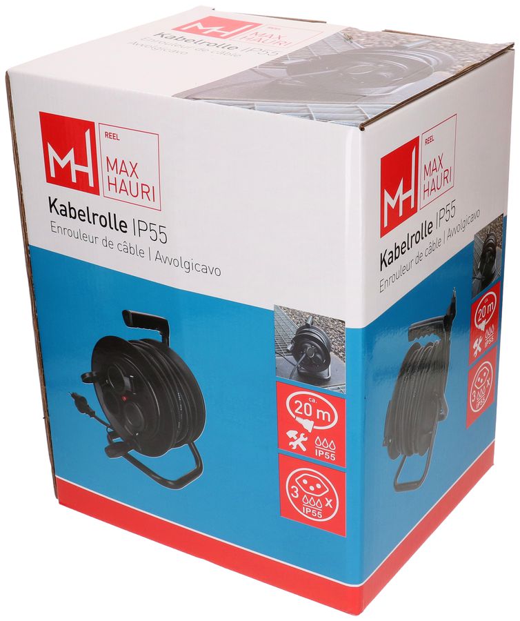 enrouleur de câble 3x type IP55 13 20m noir