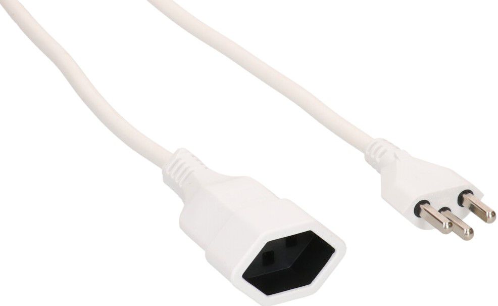 Rallonge TD H05VV-F3G1.5 2m blanc type 23 / type 23