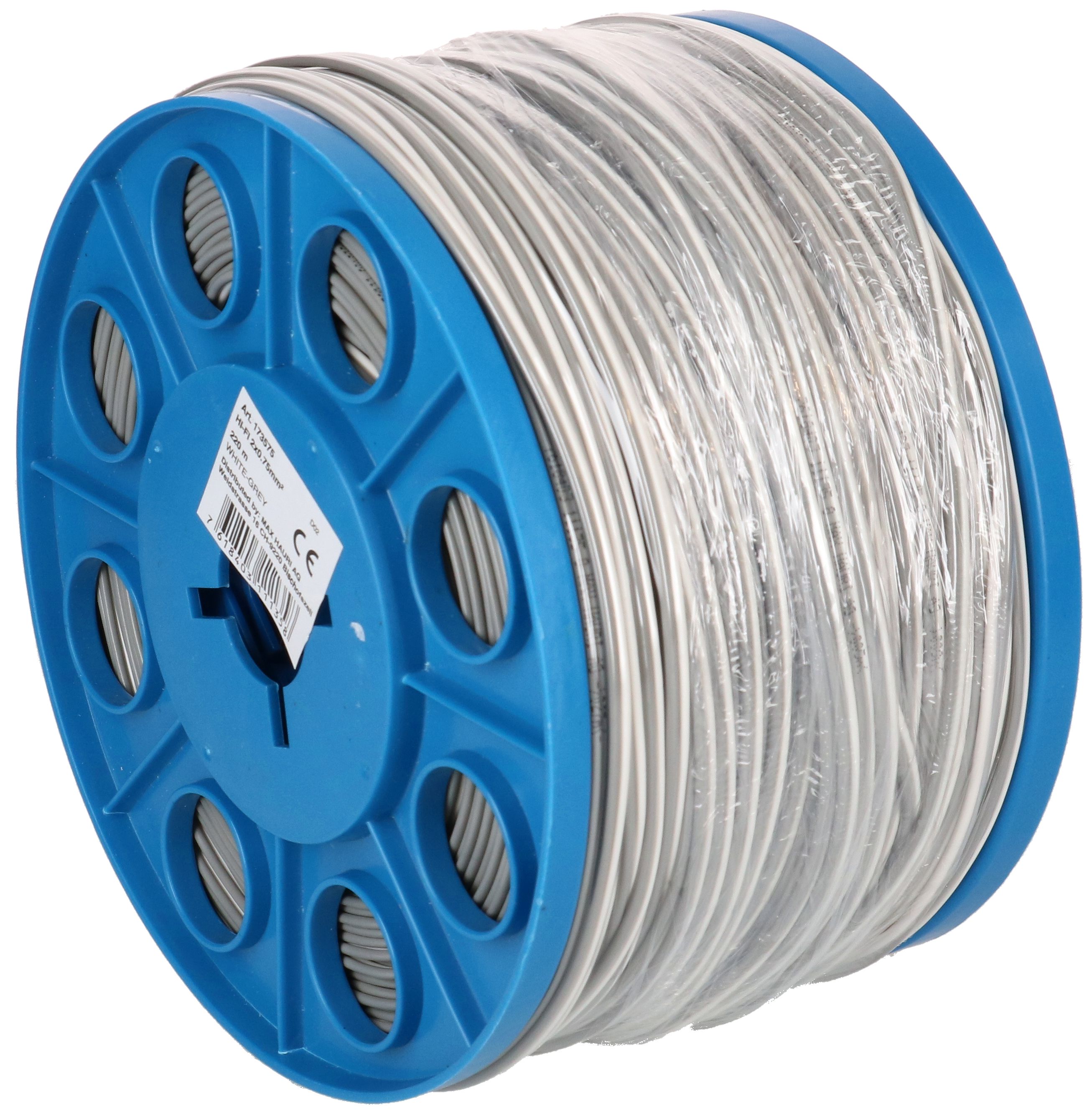 câble de haut-parleur 2x0.75mm² blanc