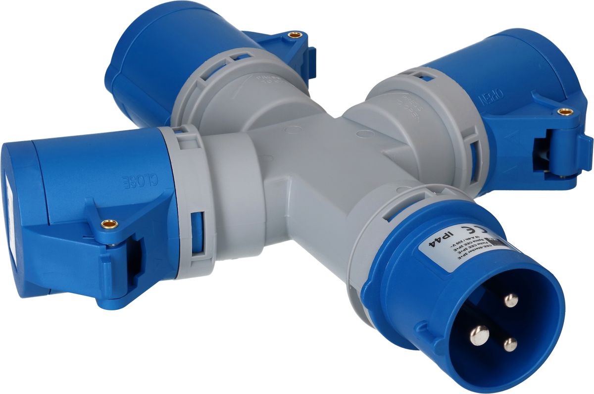 distributeur en étoile 1x CEE16 fiche 3x CEE16 prises 230V IP44