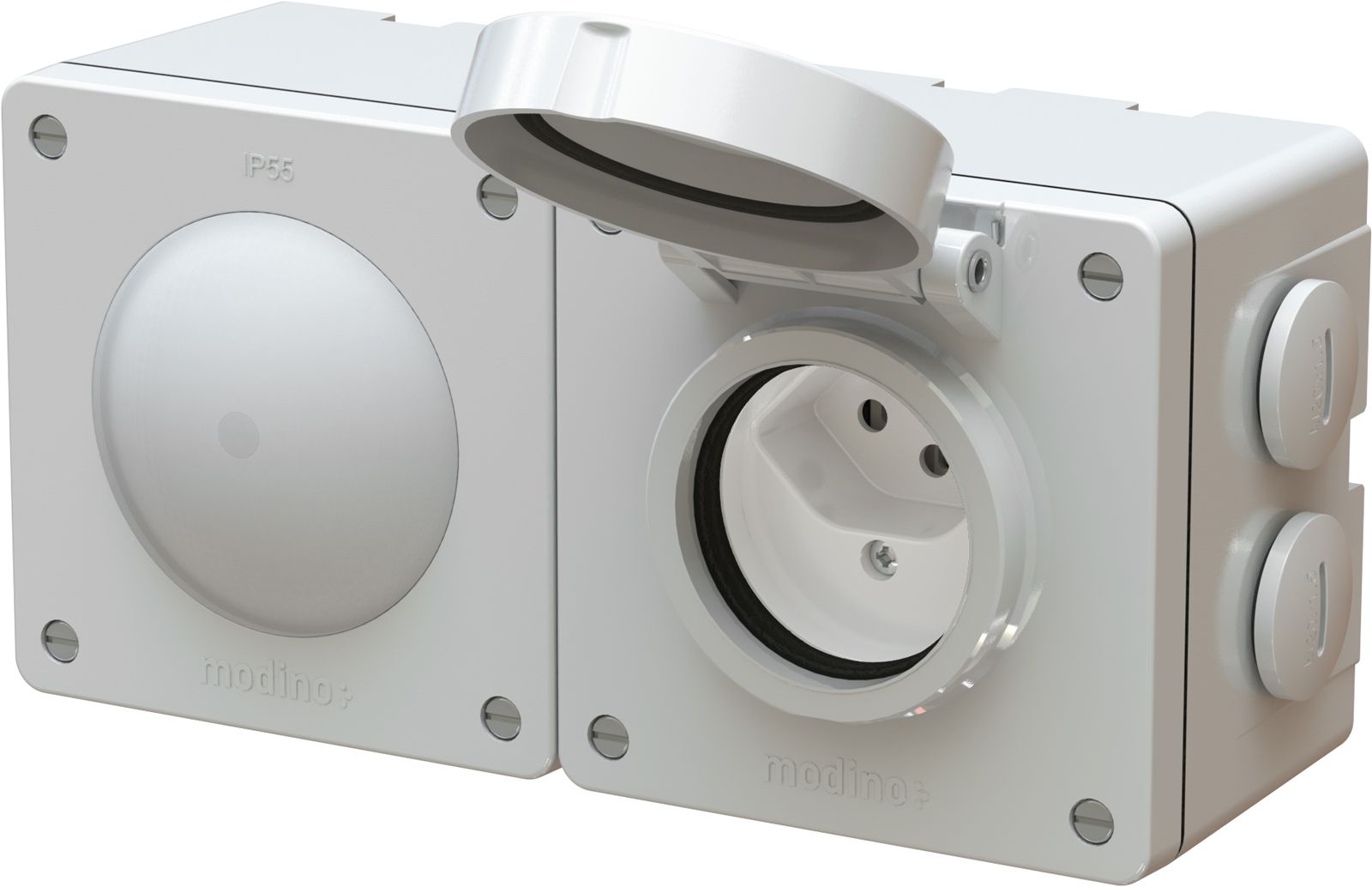 combinaison bouton NO/NF illu. / type 13 ta.2x1 AP exo IP55 gris