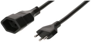 Rallonge TD H05VV-F3G1.5 2m noir type 12 / type 13