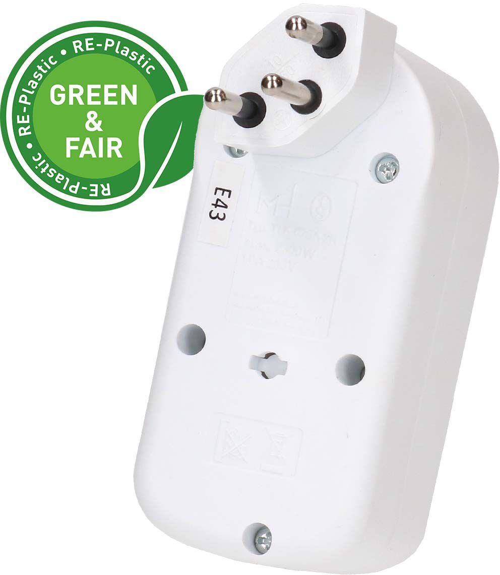 multi adaptateur ADAPT 3x type 13 blanc rotatif Green+Fair
