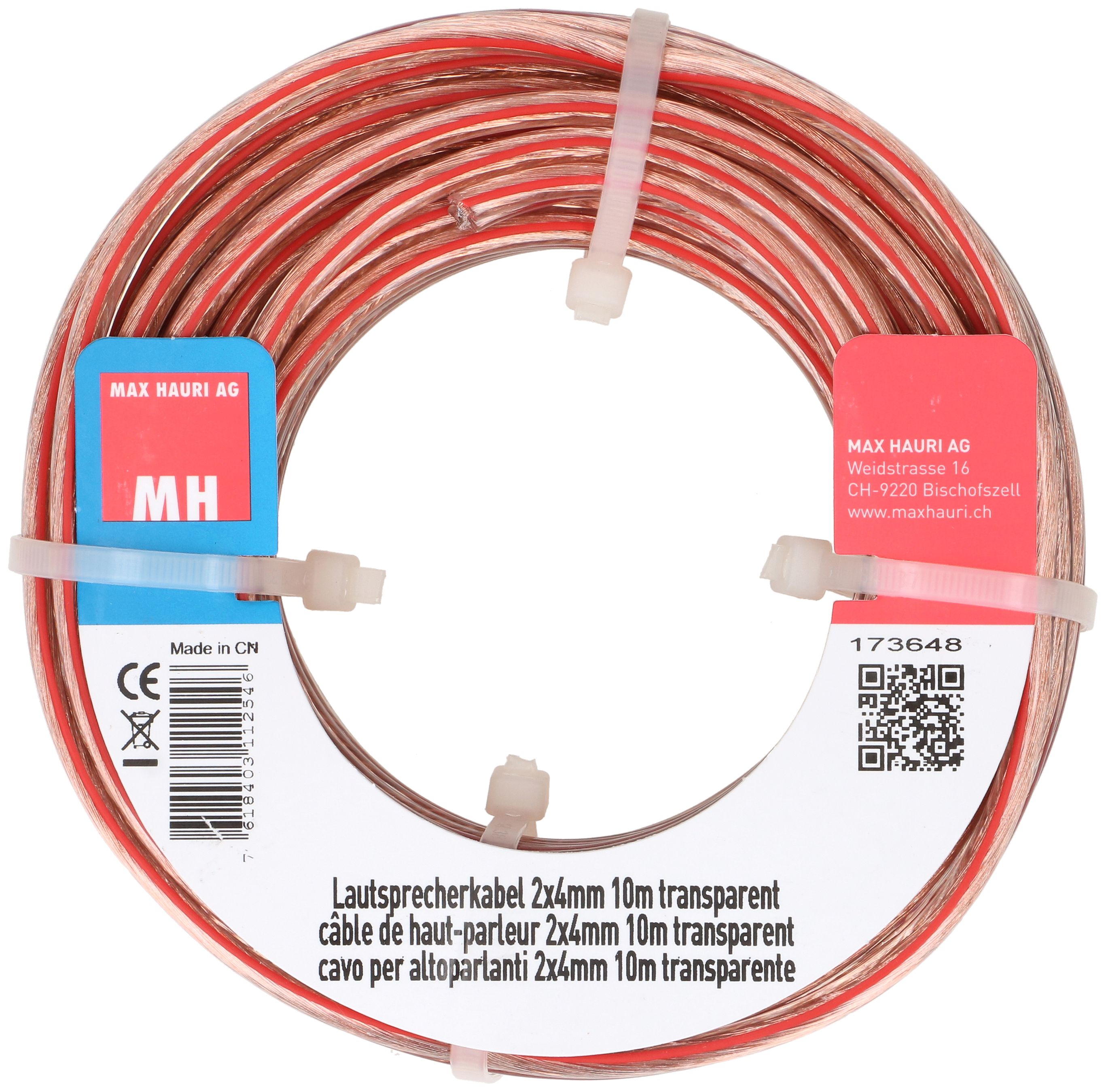 Lautsprecherkabel 2x4.0mm² 10m transparent