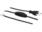 TDLF-Netzkabel H03VVH2-F2x0.75 1.5m schwarz Schalter T26