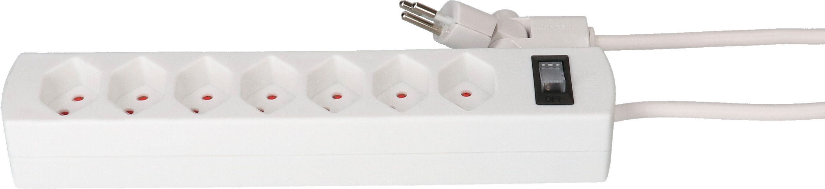 multiprise Safety Line 7x type 13 BS blanc interrupteur 2m cli.