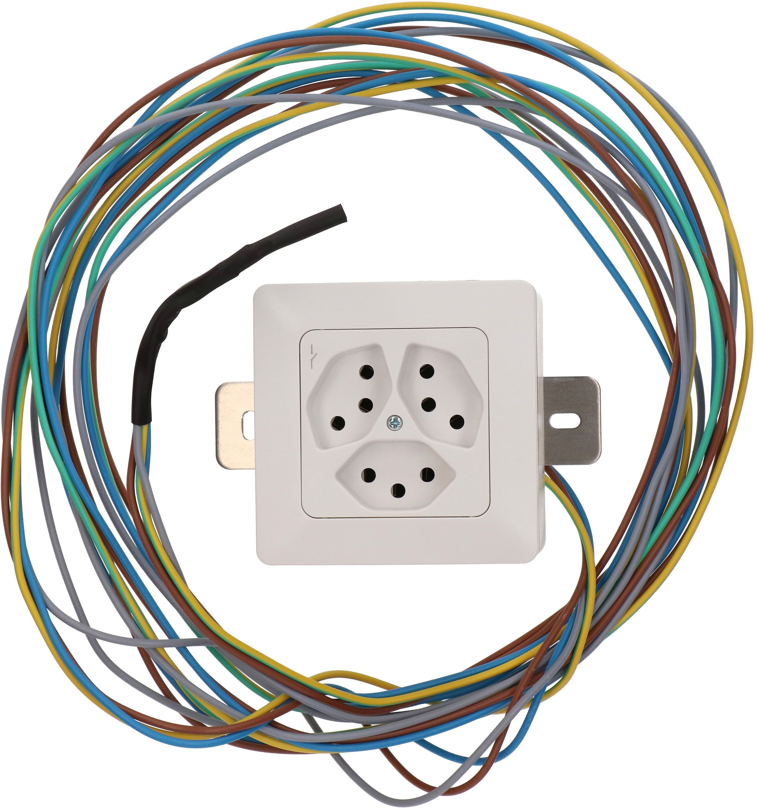 Steckdose 3x Typ 13 1S AP mit Montagebügel priamos weiss