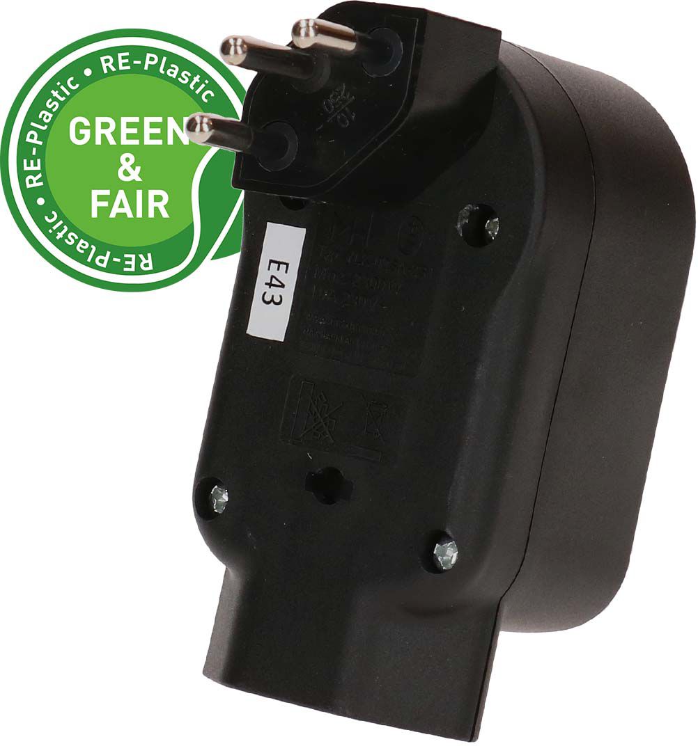 multi adaptateur ADAPT 2+1x type 13 noir rotatif Green+Fair