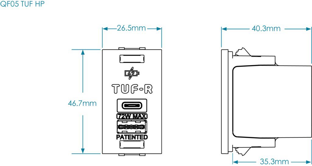 LIBERTY USB Charger QF05 TUF-R/HP avec USB-A/C 12/60W noir