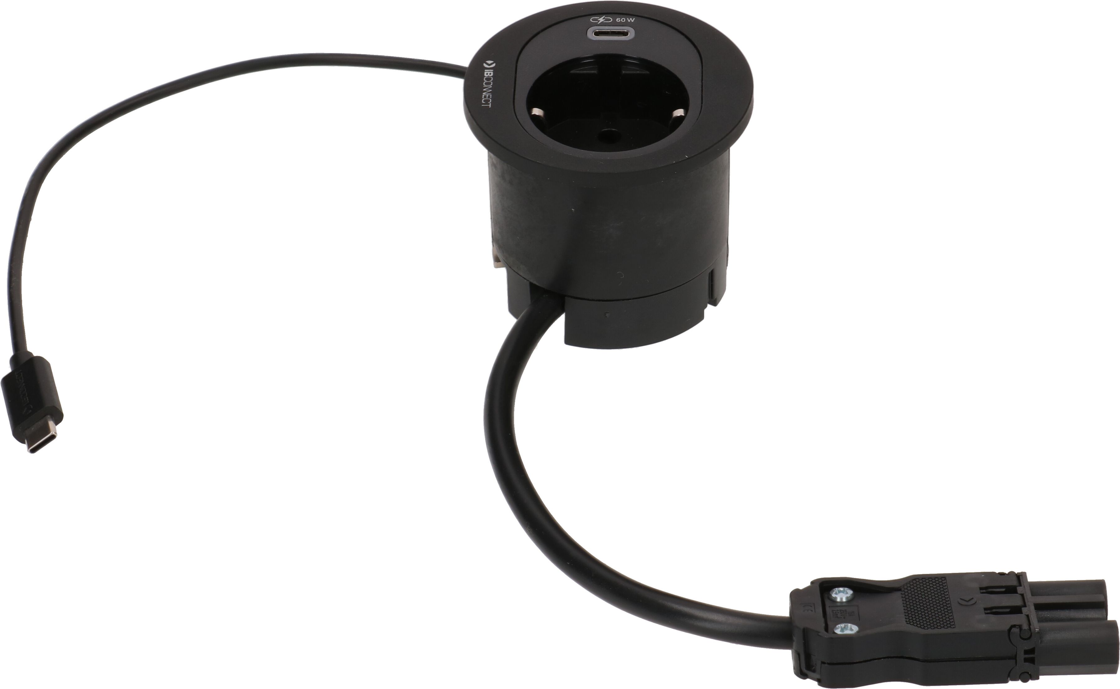 ATOM presa multipla nero 1x Schuko 1x USB-C 60W