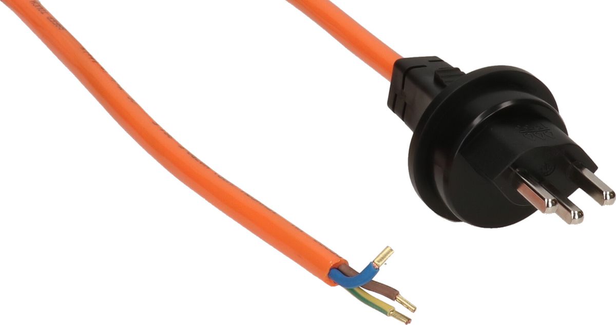PUR câble secteur H07BQ-F3G1.5mm2 5m orange type 23 IP55