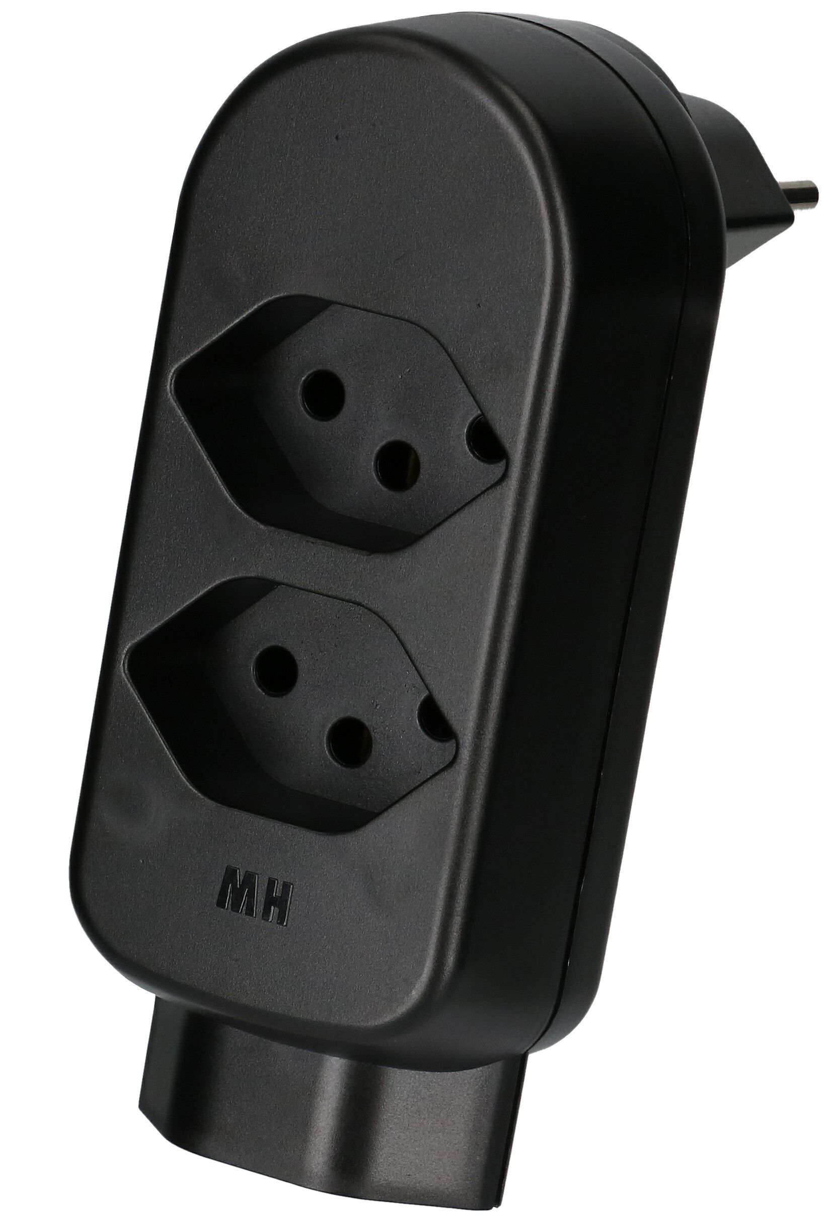 Abzweigstecker ADAPT 2+1x Typ 13 schwarz drehbar Green+Fair