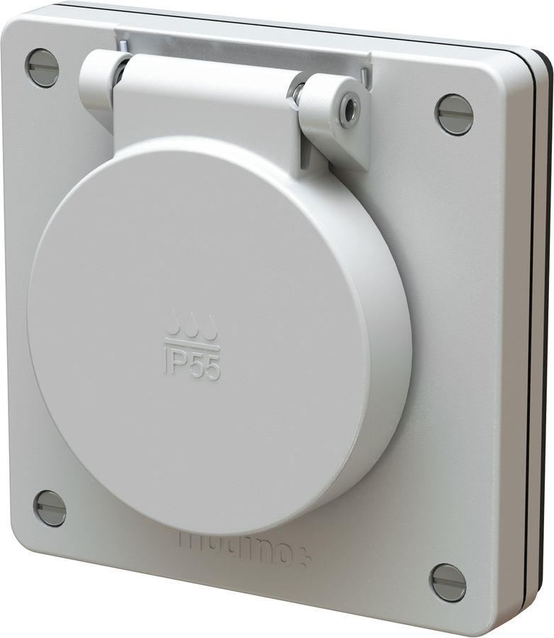 prise 1x type 25 ENC exo IP55 gris clair