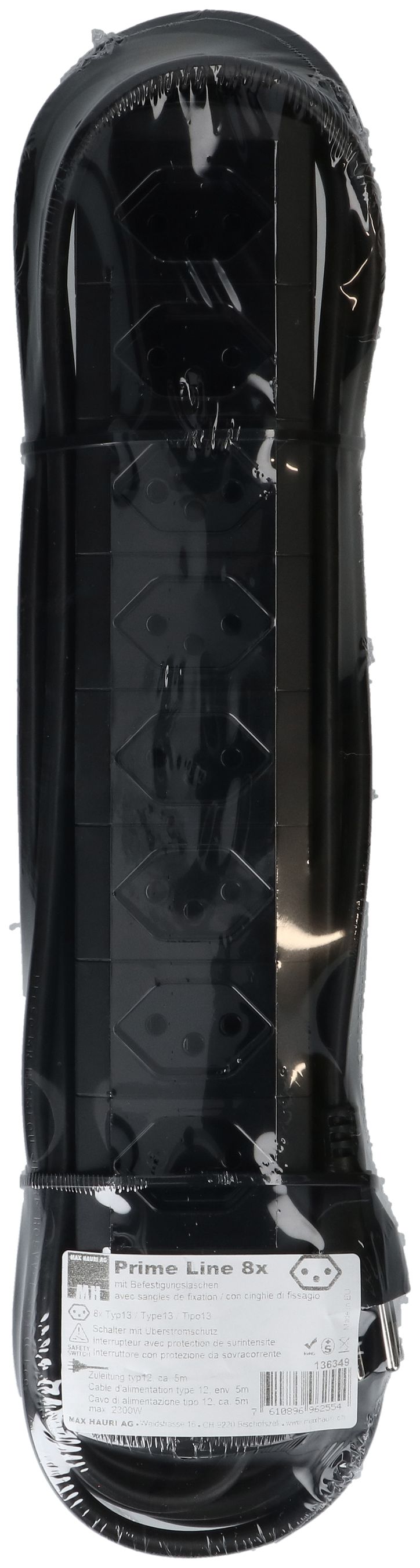 multiprise Prime Line 8x type 13 noir interrupteur 5m