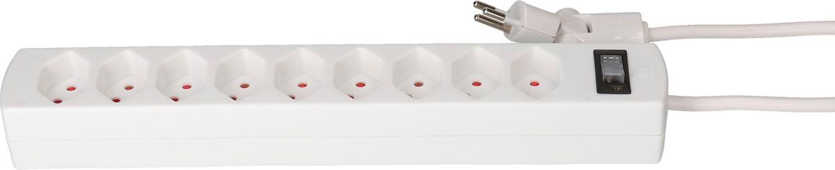 multiprise Safety Line 9x type 13 BS blanc interrupteur 2m cli.