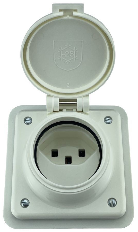 presa 1x tipo 23 dim.1x1 INC Mica Nass IP55 bianco