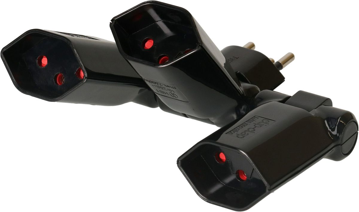 multi adaptateur clip-clap 3x type 13 3 pôles noir BS