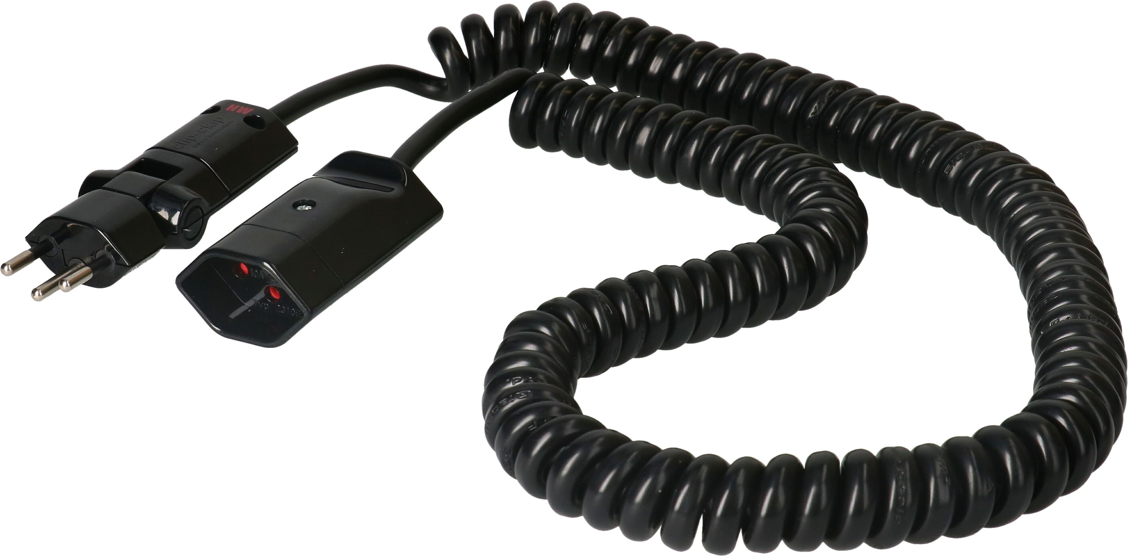 rallonge TD en spirale H05VV-F3G1.0 3.5m noir type 12 / type 13