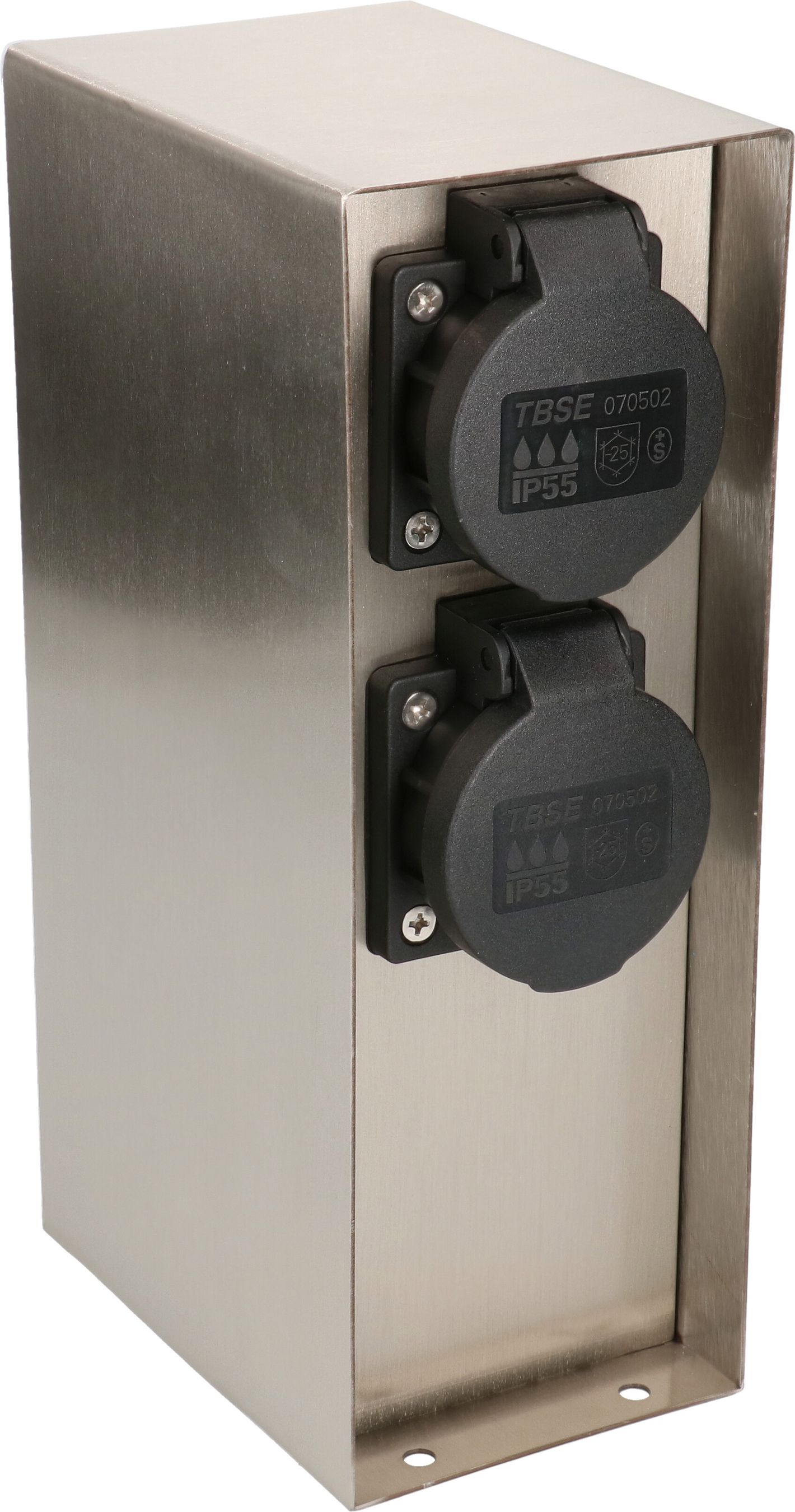 colonne de prises de jardin 2x type 13 IP55 prog. horaire acier