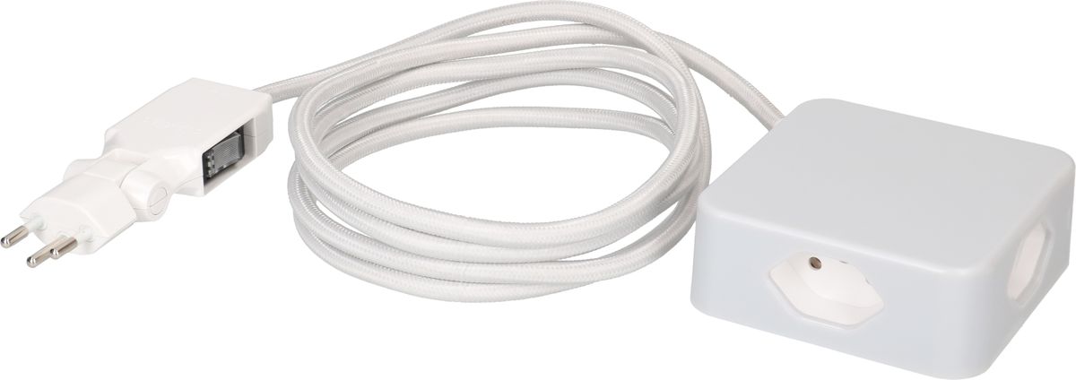 multiprise Cube 4x type 13 gris / blanc 2m clip-clap