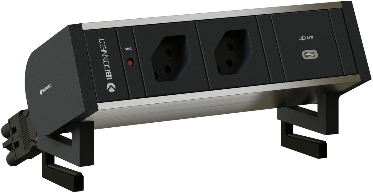 SUPRA bloc multiprise anodisé 2x type 13 1x USB-C 60W