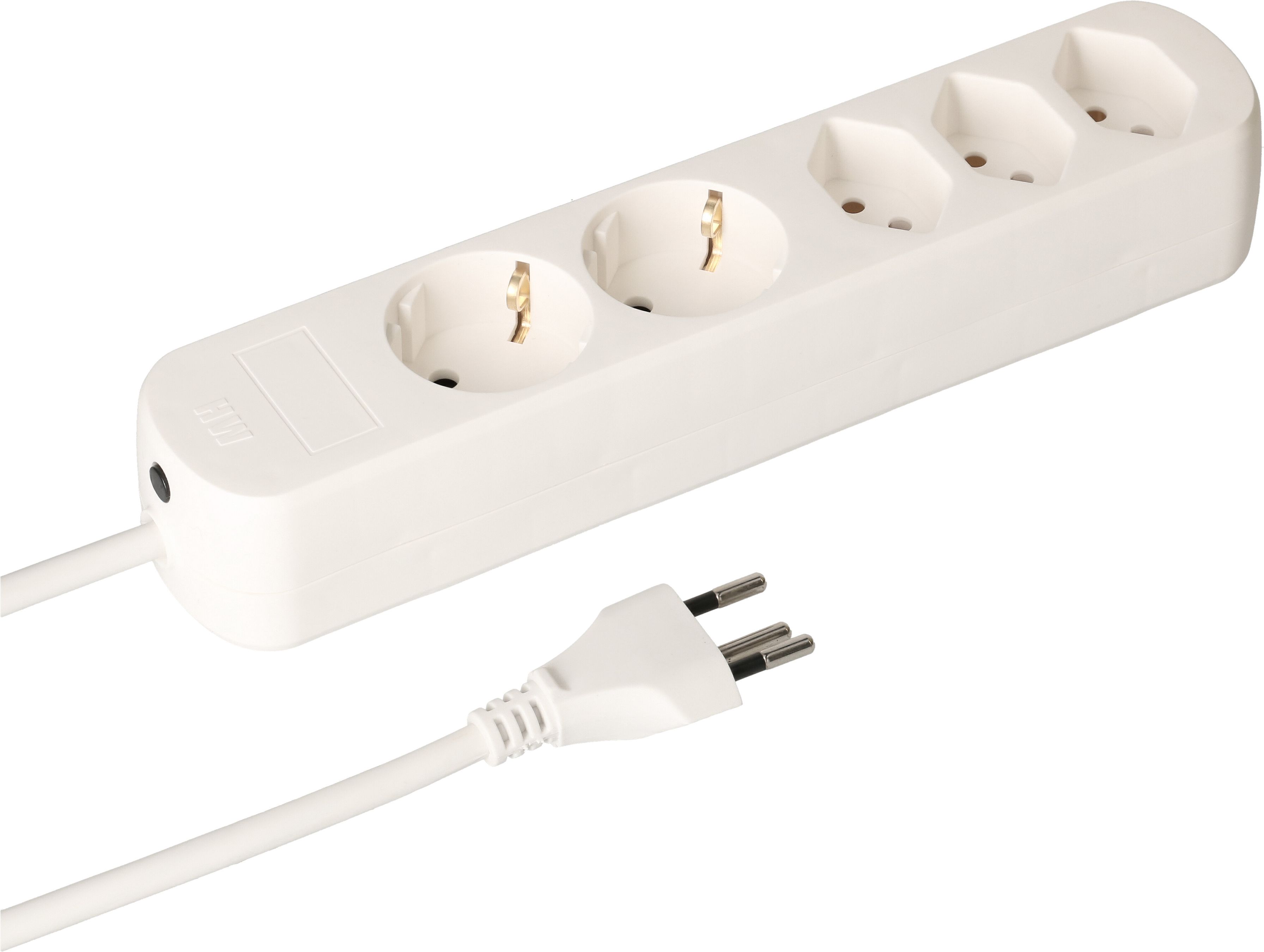 multiprise Basic Line 3x type 13 2x Schuko blanc 1.5m