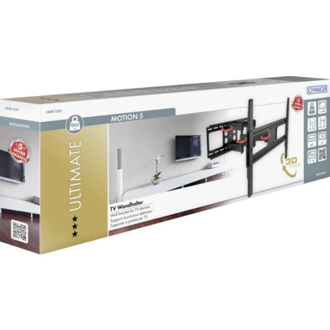 support TV mural MOTION 5 noir inclinable/orientable jusqu'à 50kg