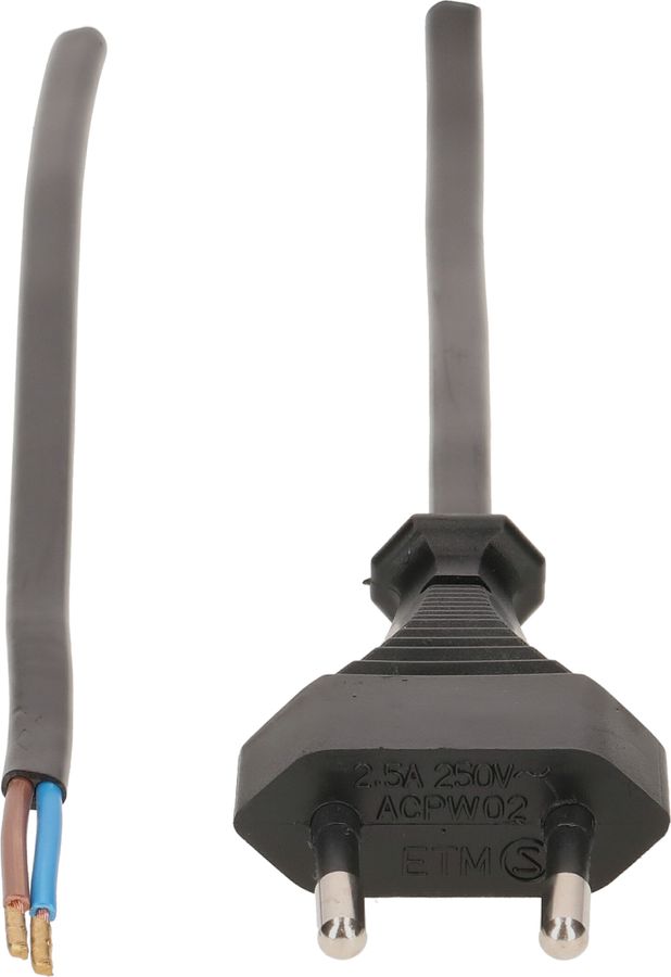 TDLF-Netzkabel H03VVH2-F2X0.75 3m schwarz T26