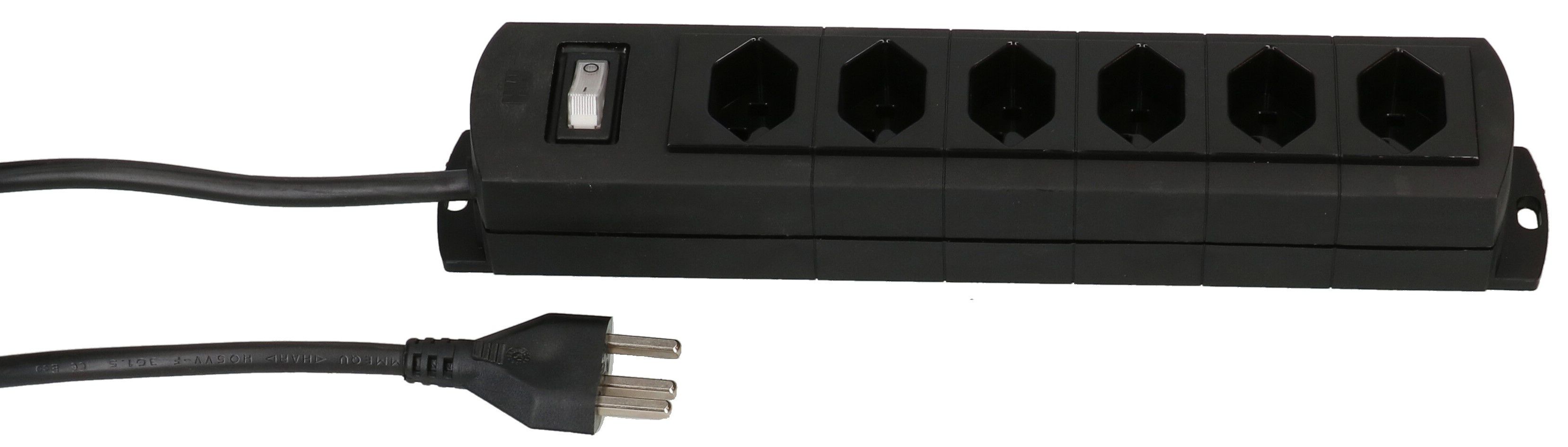 multiprise Prime Line 6x type 23 noir interrupteur 3m
