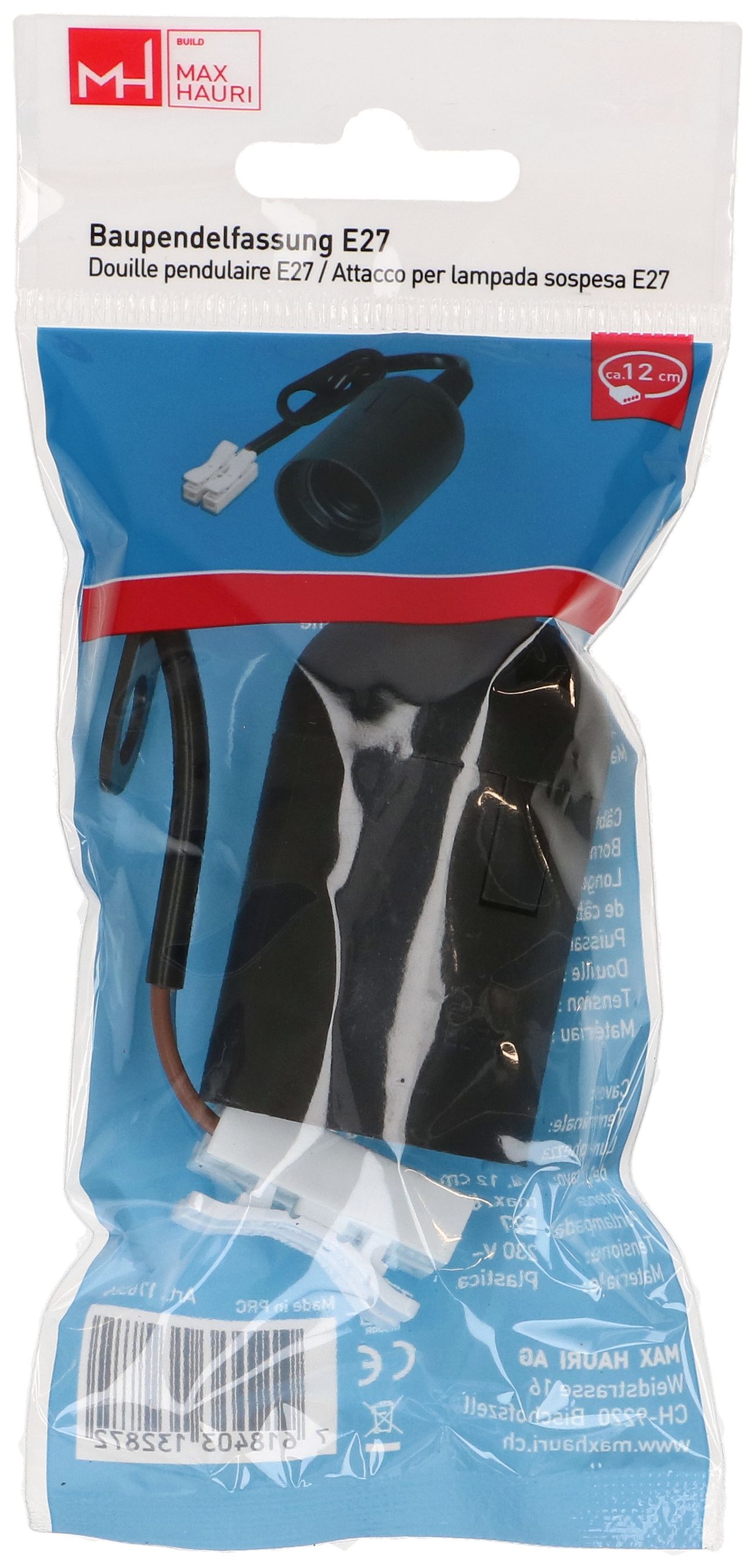 douille chantier E27 avec bornes à levier noir