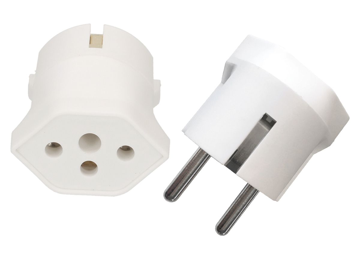 adaptateur fixe Schuko / type 13 CEE 7/7 blanc