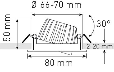 spot encastré à LED DISC Ø68 blanc 3000K 650lm 36°
