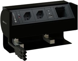 PRISMA bloc multiprise noir 2x type 13 1x USB-A/C 1x module vide