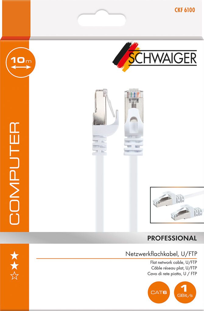 Câble plat réseau Cat. 6 U/FTP 10m blanc