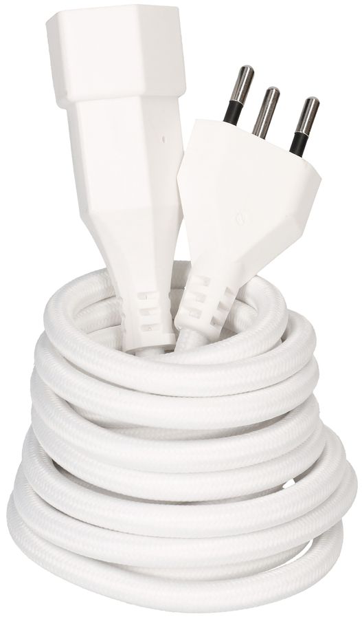 Rallonge textile H05VV-F3G1.0 3m blanc type 12 / type 13