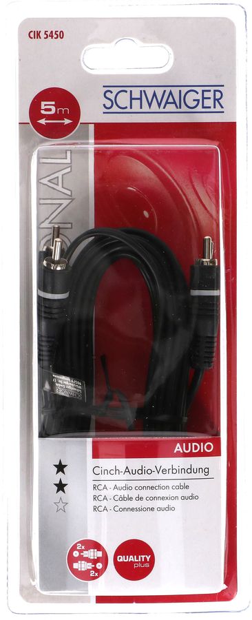 câble audio RCA HQ stéréo 5m noir