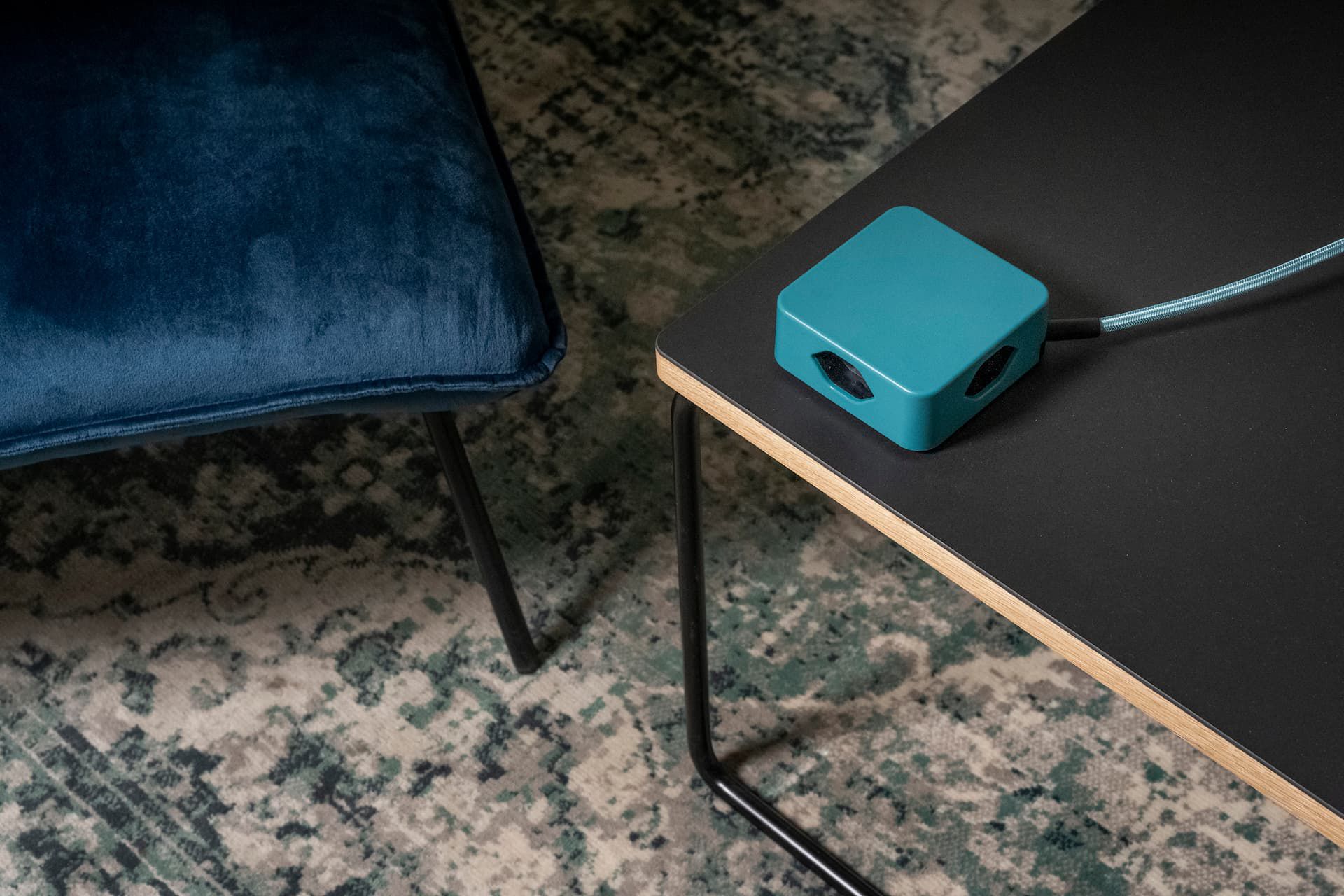 multiprise Cube 3x type 13 blanc / turquoise USB 2m clip-clap