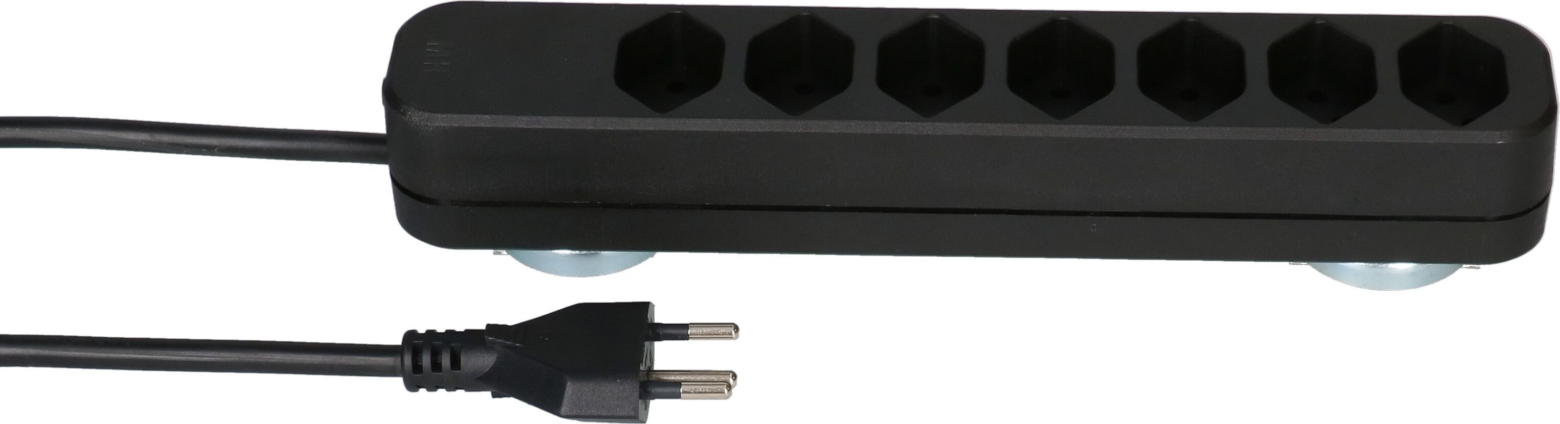 Steckdosenleiste Swiss Line 7x Typ 13 schwarz Magnet 5m