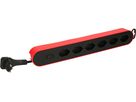 multiprise Design Line 6x type 13 rouge/noir interrupt. 2.2m plat