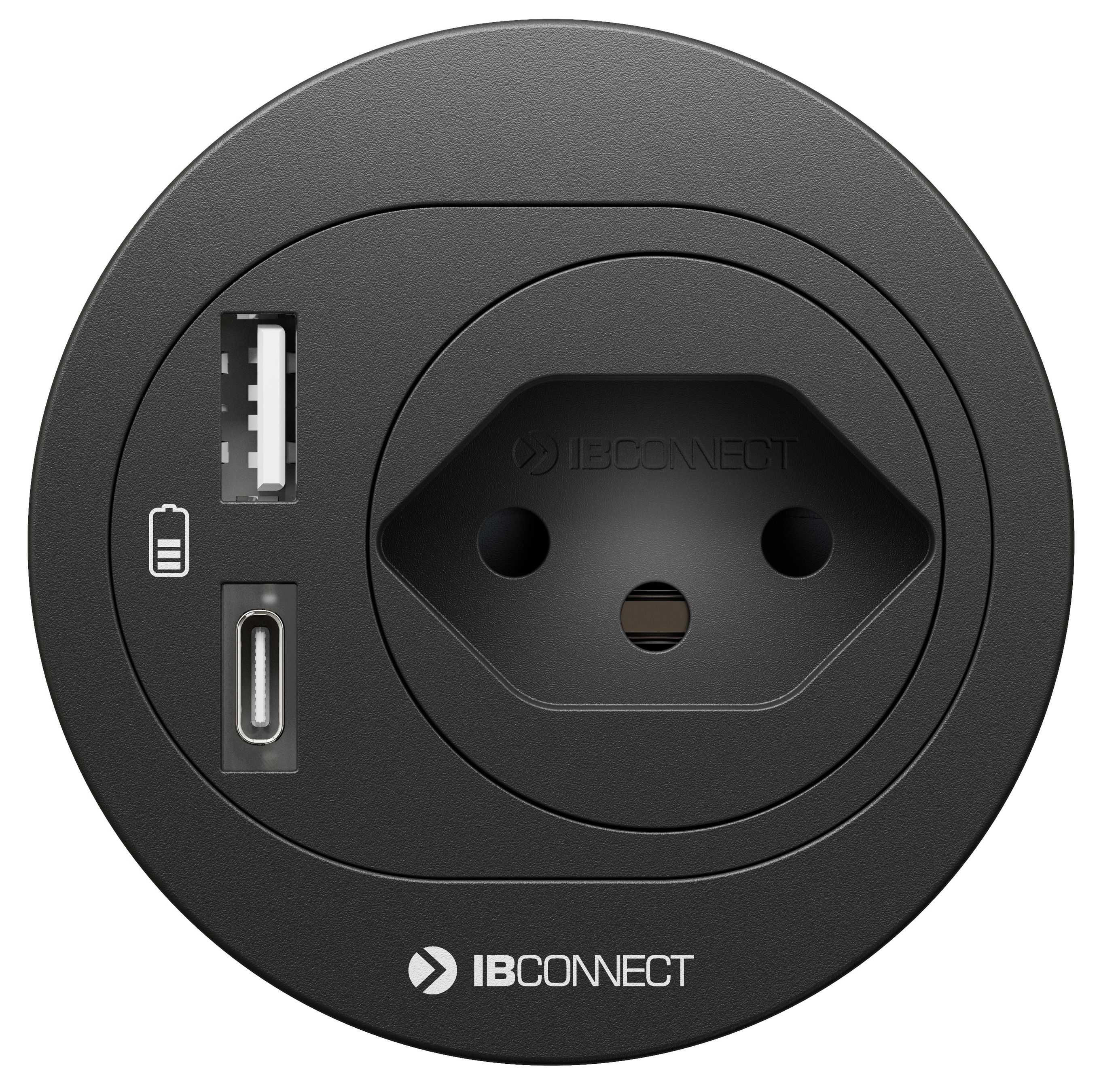 ATOM bloc multiprise noir 1x type 13 1x USB-A 1x USB-C