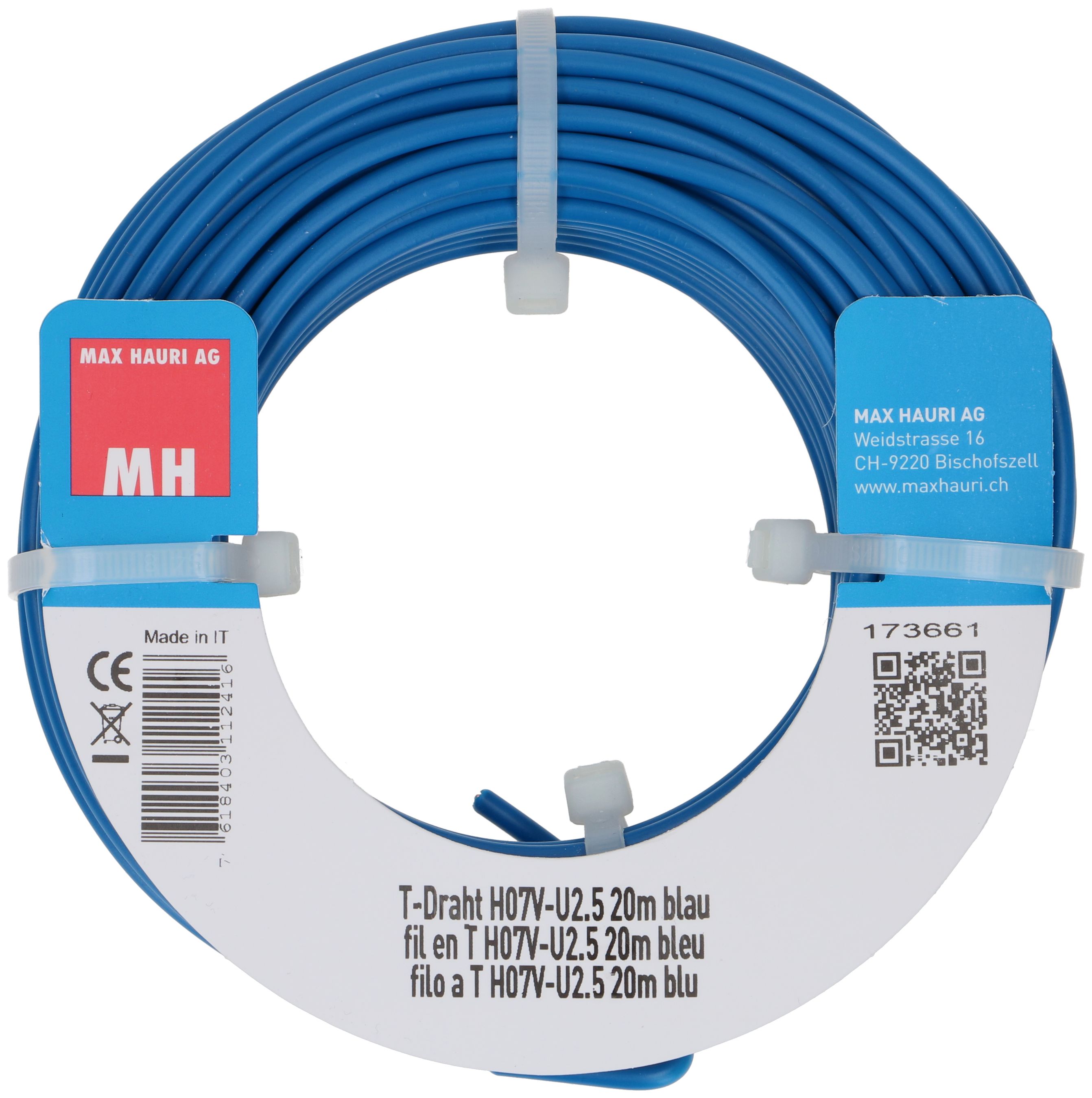 fil en T H07V-U2.5 20m bleu