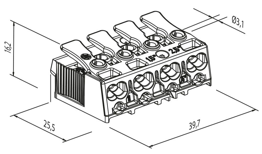 SLK3 borne de connexion 4 pôles 2.5mm2