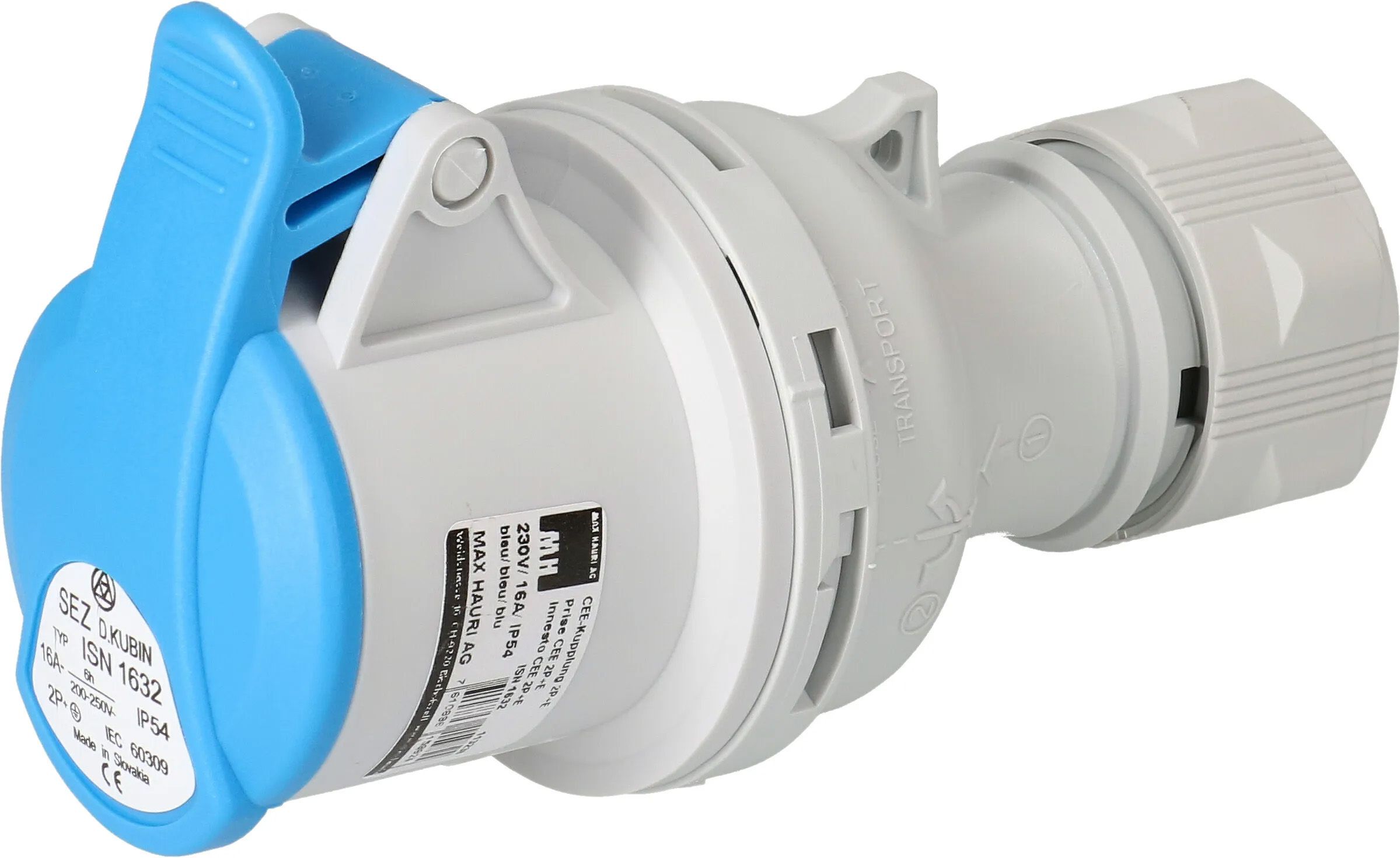 prise CEE 2P+E 230V/16A bleu IP44