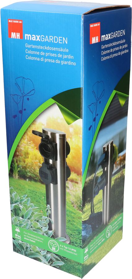 colonne de prises de jardin 4x type 13 IP55 rond acier